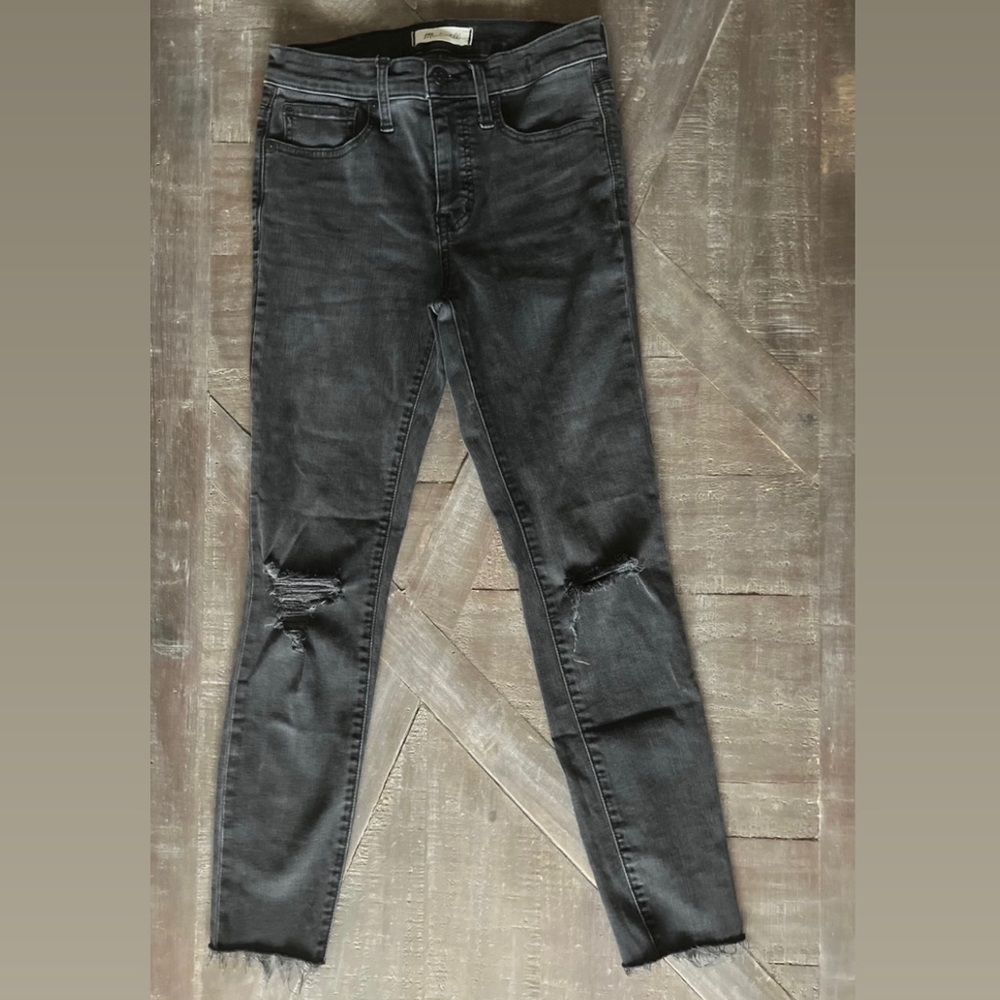 MADEWELL 9" High-Rise Black Raw Hem Skinny Jeans 🤩